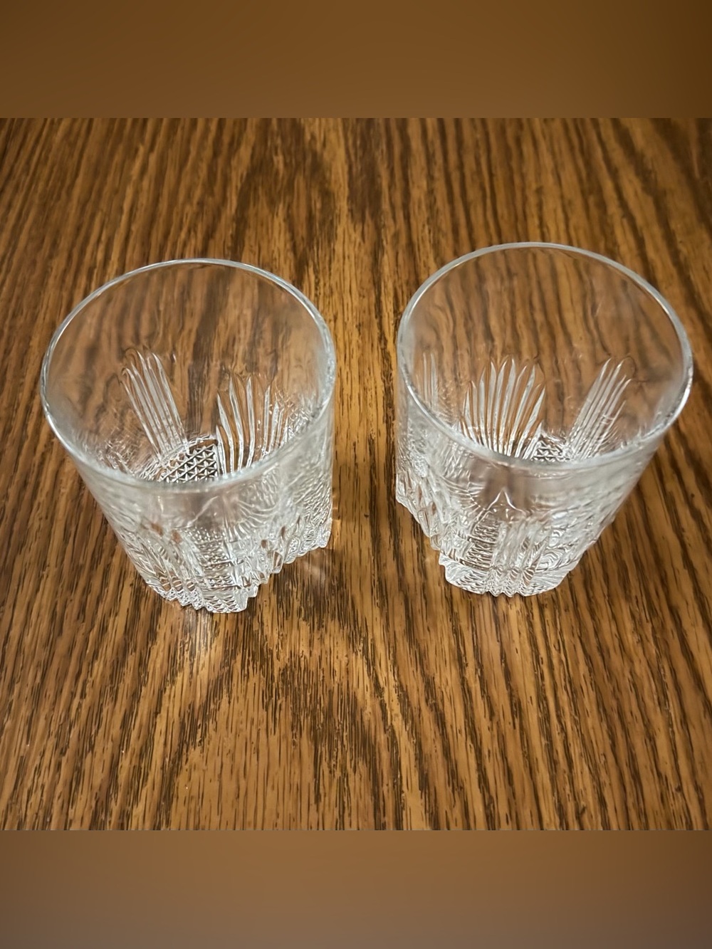 Clear Textured Glass Tumbler Set - Decorative Pressed Design